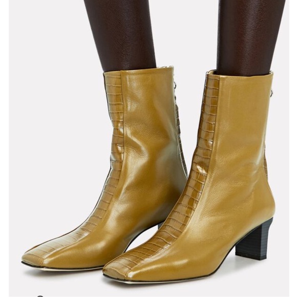 Aeyde Shoes - AEYDE  kitten heels Molly ankle boots with stripes of Croc- Embossed  NWOB